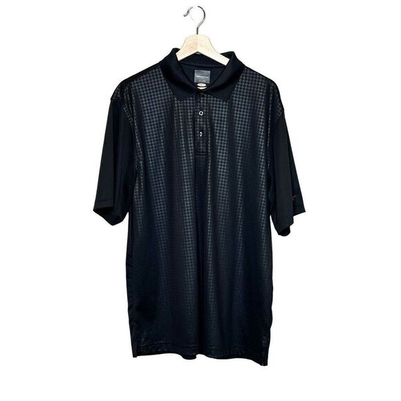 Greg Norman for Tasso Elba black houndstooth golf polo size L - Picture 1 of 9